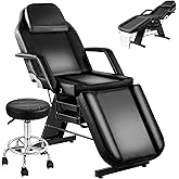 Tythical Tattoo Chair for Client, Adjustable Tattoo Facial Lash Bed for Artist with Rolling Stool & Removable Armrest, Multipurpose Esthetician Table Beauty Spa Massage Equipment, 2-Tray