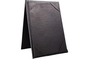 Risch Table Tents Mini Display, Double-Sided, Restaurant Menu Covers Holders, Table Menu Holder QR Code Insert, A-Frame Triangle Faux Leather, Vertical 4 X 6 Inches Black 12 Pack