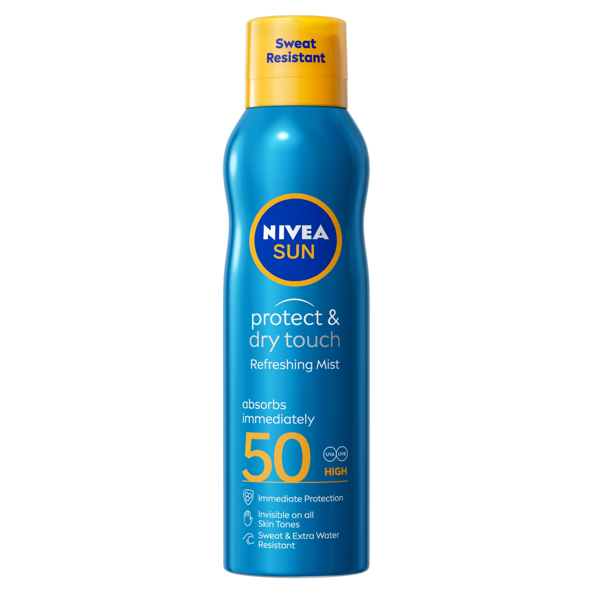 NIVEA SUN Protect & Dry Touch Refreshing Sun Mist Spray SPF50 (200ml), Water-Resistant Sun Spray, Immediate Protection Against UVA/UVB Rays, Sunburns and Premature Ageing (Packing May Vary)
