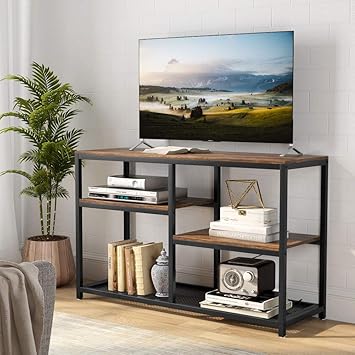 Tribesigns Tv Stand Vintage Industrial Media Stand With Net Storage Shelf 4 Shelf Entertainment Center Media Console Table For Living Room Bedroom