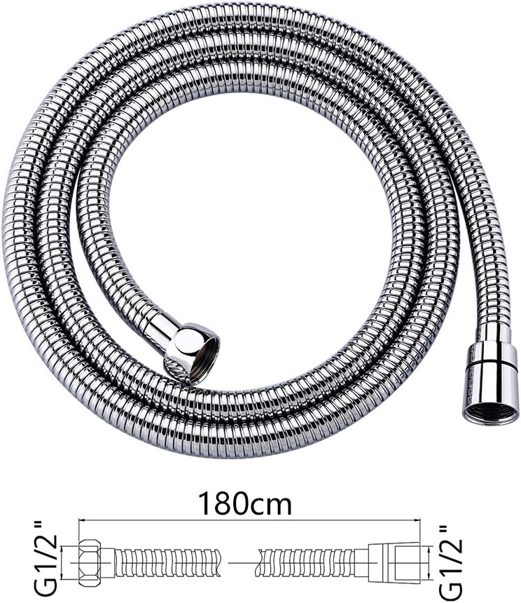GRIFEMA G851-18 1.8M Shower Hose Stainless Steel Replacement Flexible Hose Anti-Kink Shower Pipe with 2 Washers for Bathing Toilet Cleaning Pet Bathing Siver - Image 3