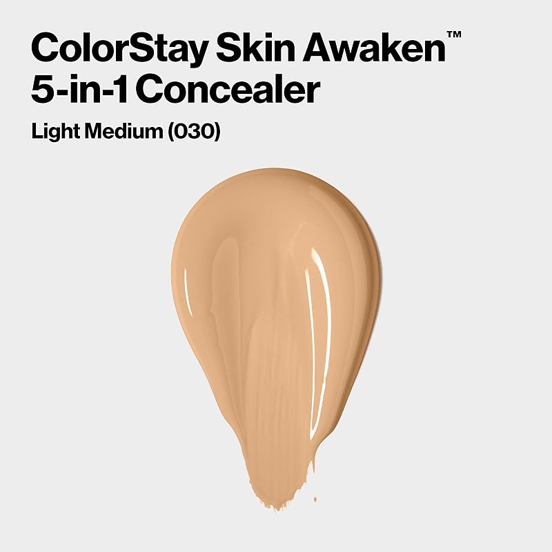 ColorStay Skin Awaken 5-in-1 Concealer, Correttore Viso Leggero e Cremoso a Lunga Durata con Caffeina e Vitamina C, per Imperfezioni, Occhiaie e Arrossamenti, 030 Light Medium