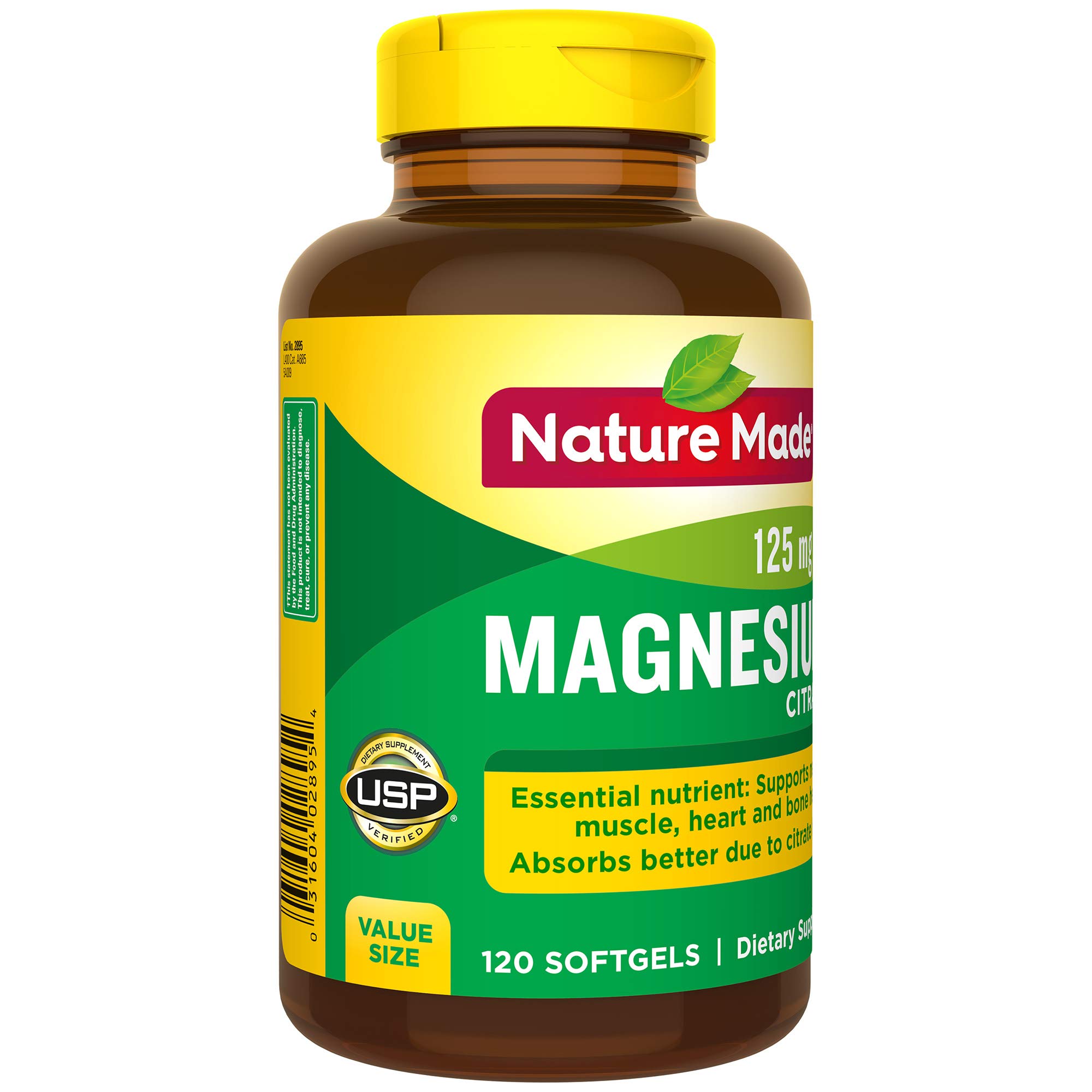 Galleon Nature Made Magnesium Citrate 250 Mg Softgels, 120 Count For Nutrition Support
