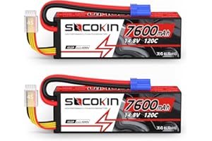 Socokin 4S Lipo Battery 7600mAh 14.8V 120C with EC5 Connector Hard Case for RC Car Truck Tank RC Buggy Truggy RC Model Racing Hobby(2 Pack)