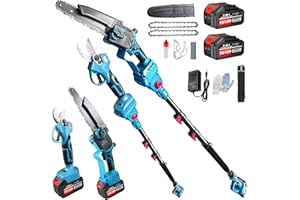ASTARNING 4-in-1 Electric Pole Saws Cordless 8 Inch & Electric Pruning Shears for Tree Trimming with 16FT Extension Pole & 2×4.0Ah Battery Powered, Brushless Tree Trimmer Pole Saw Limb Branch Cutter Tree Pruner