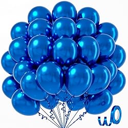 Awenztech Metallic Blue Balloons 12 inch, Chrome