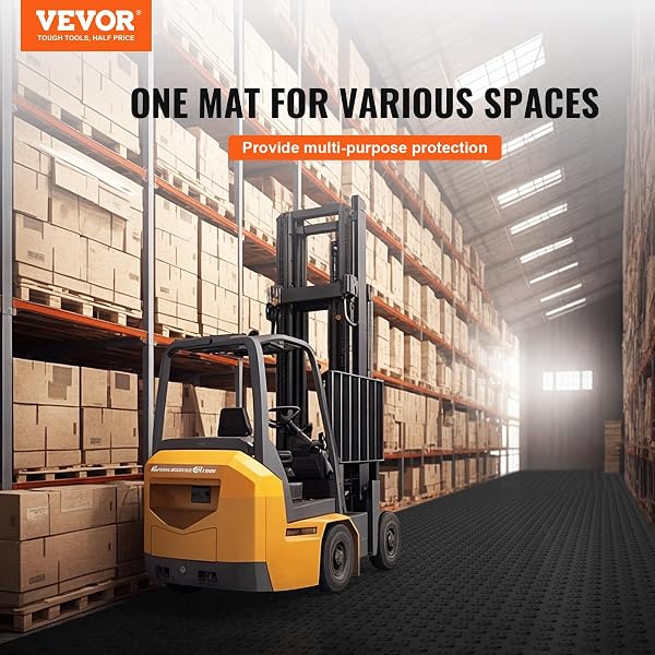 VEVOR GARAGE FLOOR TILES 12 X 12 X 0.53 INCH, INTERLOCKING DESIGN EASE OF INSTALLATION DOUBLE-SIDED TEXTURE NON-SLIP STURDINESS, FOR GARAGES, BASEMENTS, REPAIR SHOPS, BLACK, 25 PACK