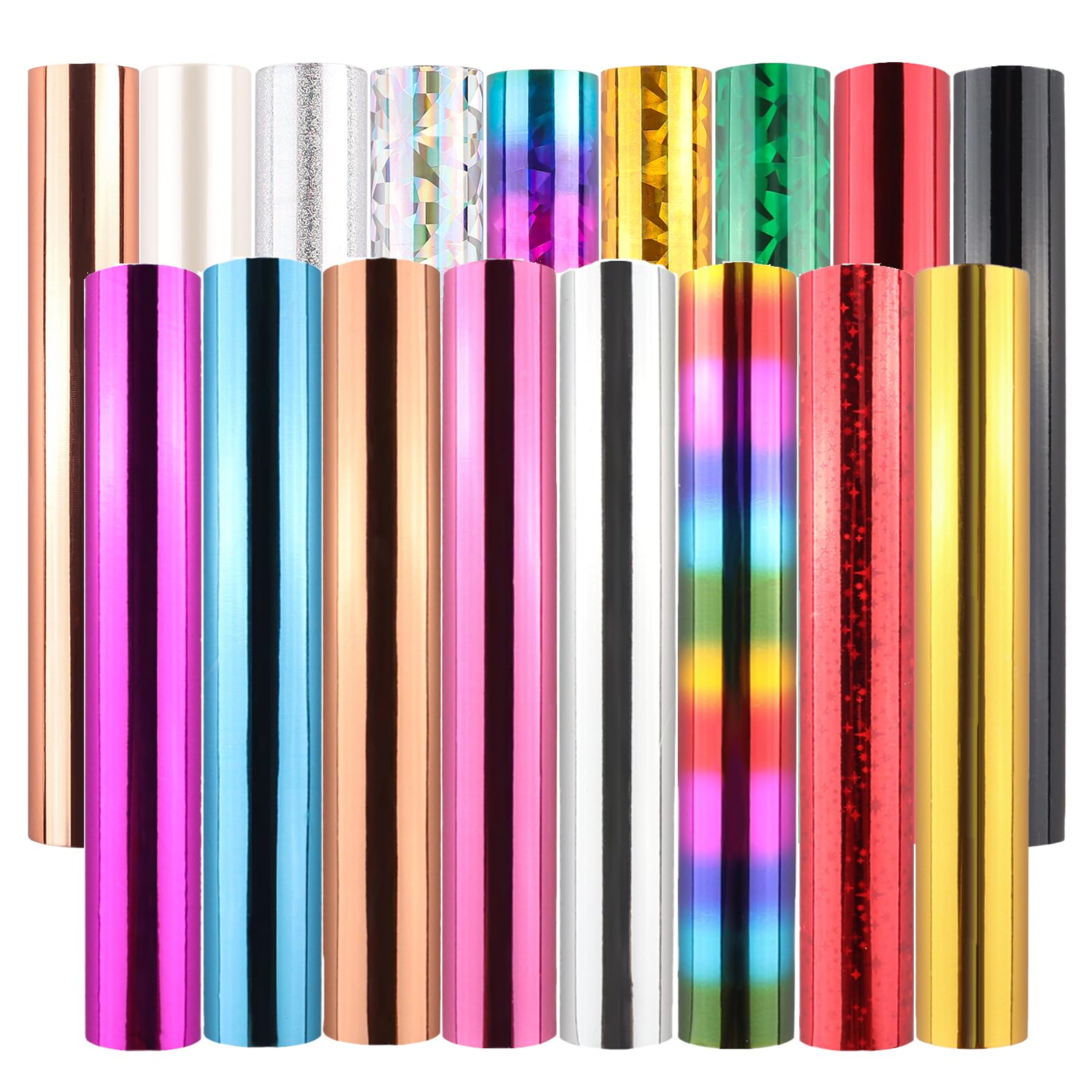 Briartw Heat Activated Foil Bundle for Card Making for Glimmer Hot Foil System/Heat Foil Pen,5.9inx9.84ft Heat Transfer Foil Roll 17 Assorted Colors Hot Foil Roll Foil Transfer Sheets