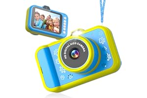 USTEETIC Kids Camera, 48MP 1080P Digital Camera for Kids with 3.5 Inch Big Screen, 10X Zoom, Selfie & Video, 32GB SD Card, 1200mAh Battery, Christmas Birthday Gifts for Boys Girls Ages 3-12 (Blue)