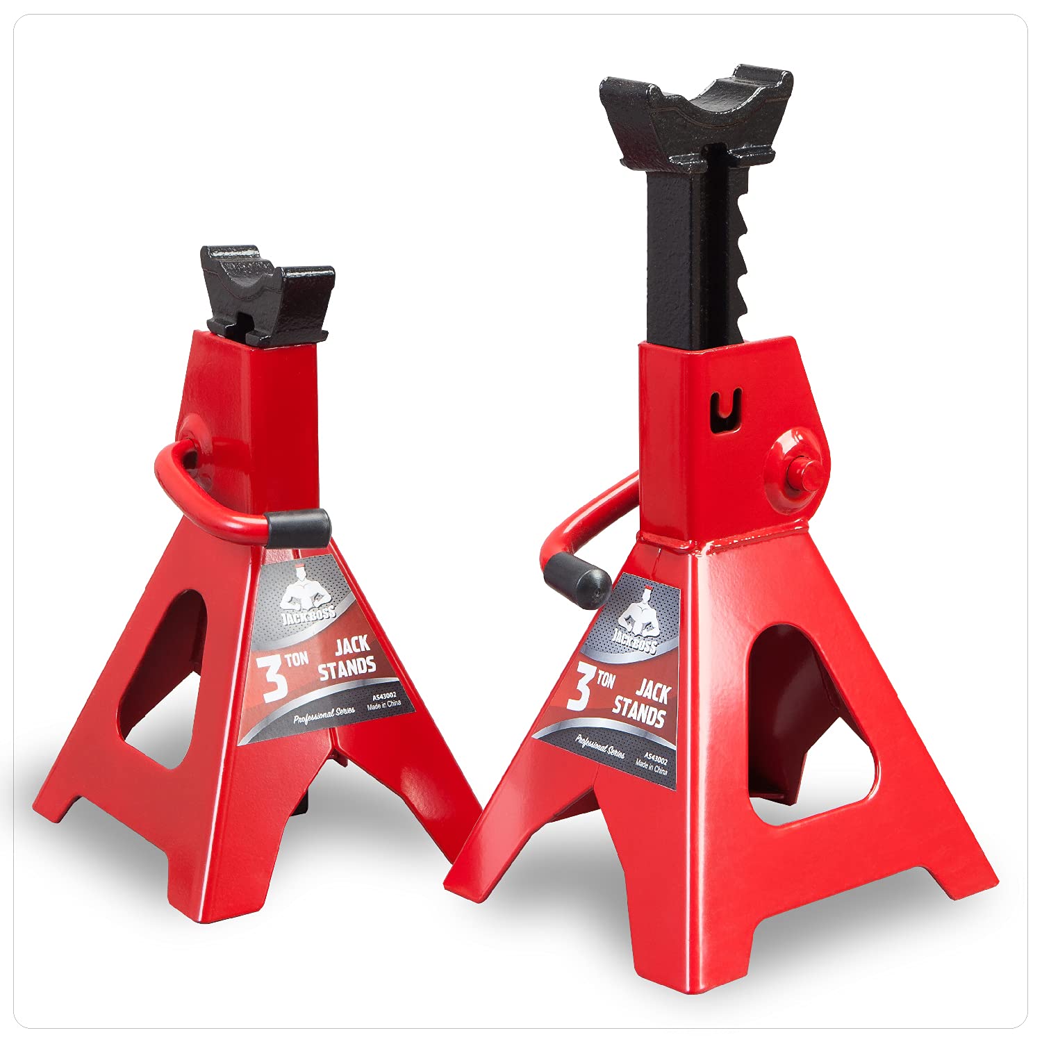 Photo 1 of Jack Boss Jack Stands 3 Ton (6,000 LBs) Car Jack Stand Adjustable Lifting for Automotive Small SUV, Red, 2 Pack