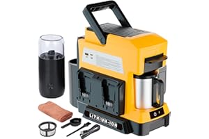 Byutrcfuy Cordless Coffee Maker for Dewalt 20V MAX Battery, 3 Brewing Options Drip Coffee Maker with Coffee Grinder, Portable