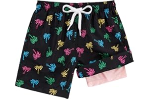 ALISISTER Boys Swim Trunks Compression Liner Swim Shorts Bathing Suit with Boxer Brief Quick Dry Swimwear 7-20T