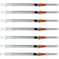 100 Pack 1mL (1cc) Disposable Sterilized Syringe, 25G X 1, Luer Lock Pyrogen Free, Latex Free