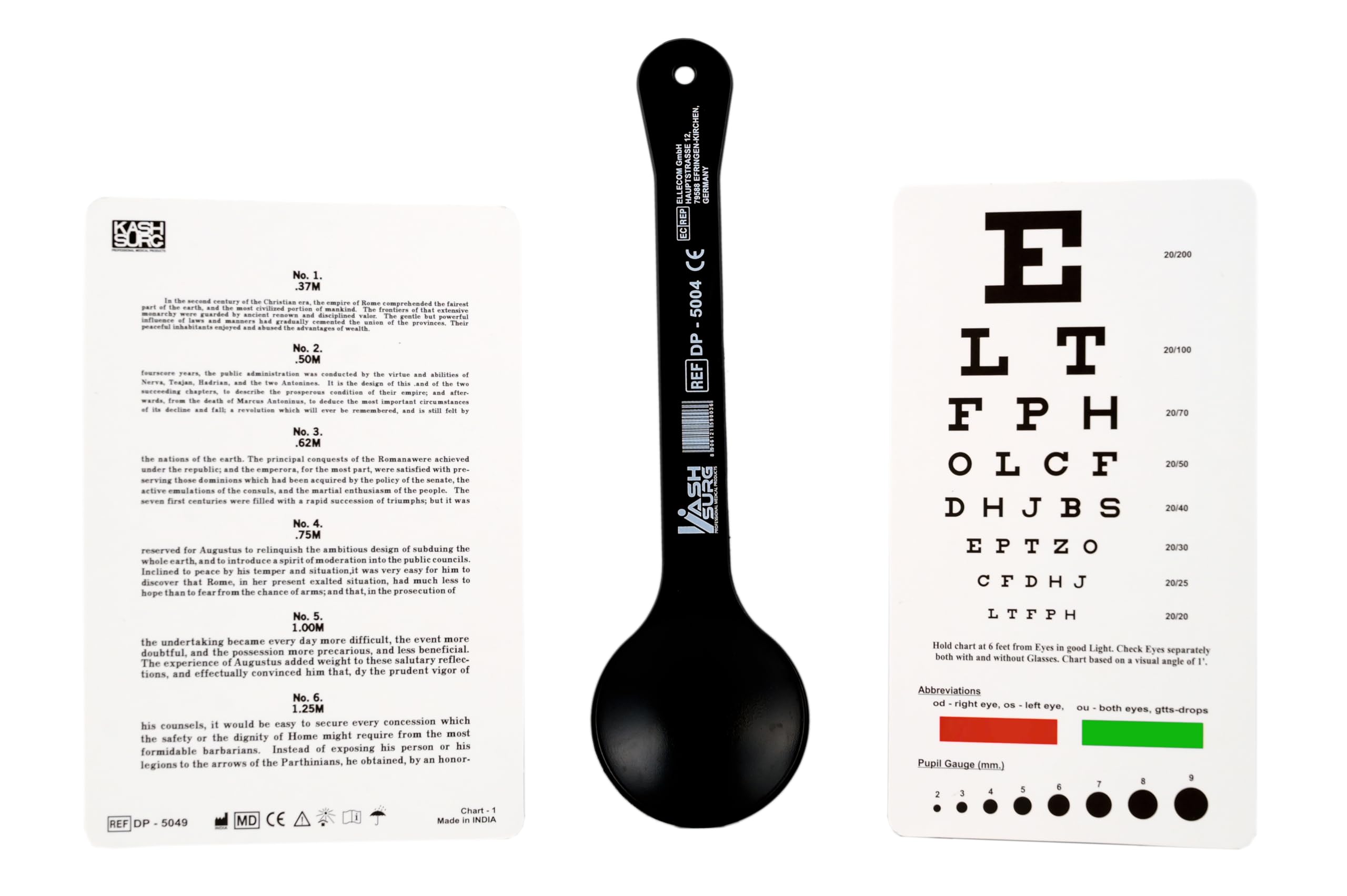 Snellen & Rosenbaum Pocket Eye Chart with Occluder 3 Piece Set