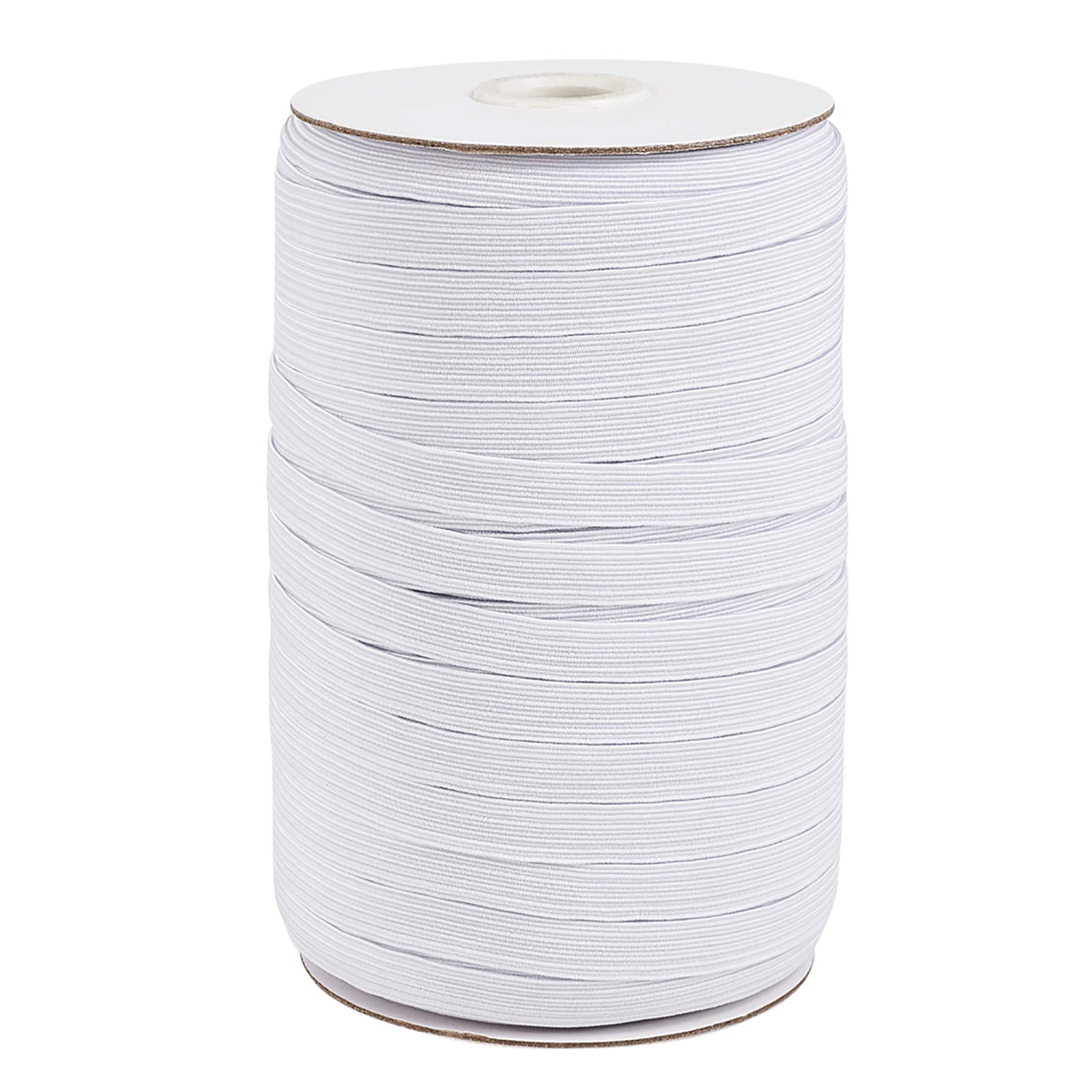 Cheriswelry 3/8" Flat Elastic Band White Braided Elastic Cord Earloop String Strap Rope for DIY Ear Tie Crafts Sewing Making, About 90~100yards