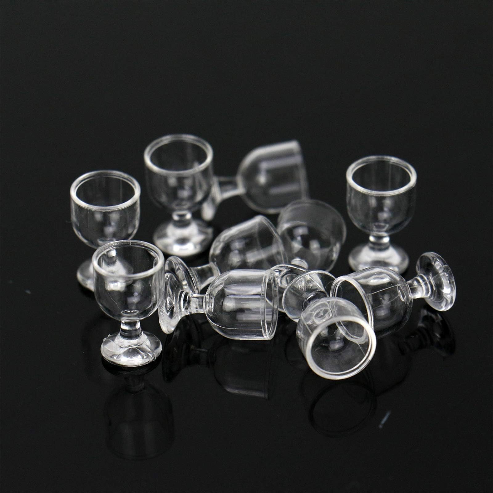 WSSROGY 10 Pack Plastic Wine Glasses Beer Cups Drinking Water Cups Dollhouse Kitchen Timeless Miniatures Accessories