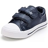K KomForme Toddler Boys & Girls Shoes Kids Canvas Sneakers with Cartoon Dual Hook and Loops