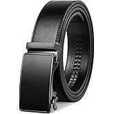 Founders & C Men's Ratchet Belt 1 3/8",Leather Dress Belt Adjustable with Click Sliding Buckle Trim to Exact Fit