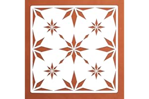LEYHOONEY Reusable Floor Tile Stencils 2PCS 12 x 12 Inches Large Wall Stencils for Painting Wall, Floor, Tile, Wood, Concrete Patio, Furniture, Porch, Home Decor DIY Art - Snowflake Stencil Geometric Template