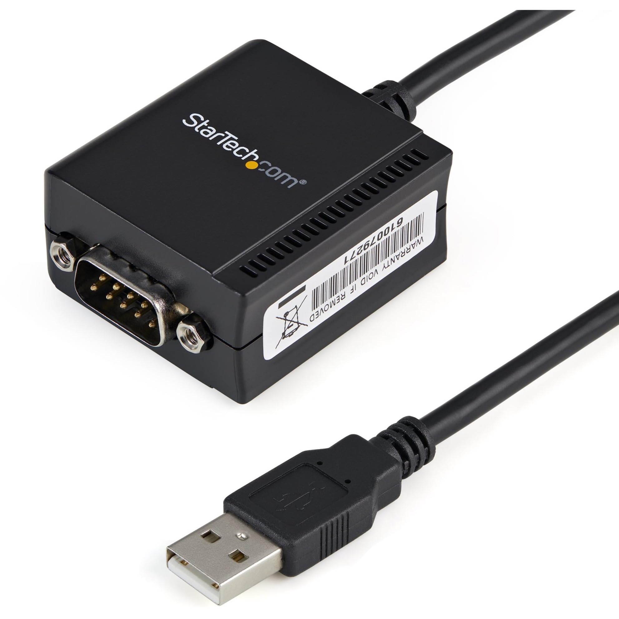 StarTech.com 6ft (1.8m) 1-Port FTDI USB to Serial RS232 Adapter Cable with COM Retention, USB to RS232 Adapter - TAA — image 1