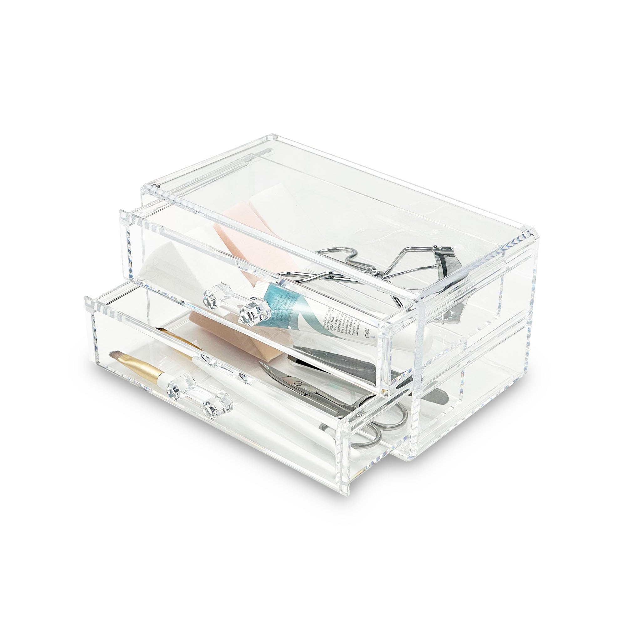Addis 2 Pull Out Drawer 519547 Clear Acrylic Jewellery Cosmetic Storage Organiser Box, Clear Acrylic