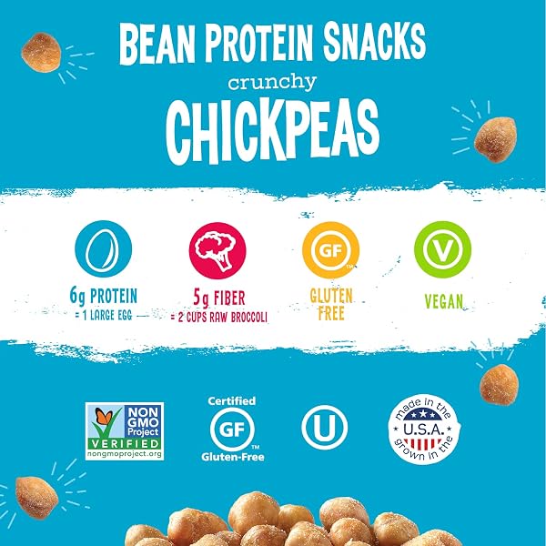 THE GOOD BEAN CRUNCHY CHICKPEAS – VARIETY PACK – (6 PACK) 6 OZ – SEA SALT, CHILI LIME, SWEET SRIRACHA, AND CLASSIC HUMMUS ROASTED CHICKPEA BEANS – VEGAN SNACK – GOOD SOURCE OF PLANT PROTEIN AND FIBER
