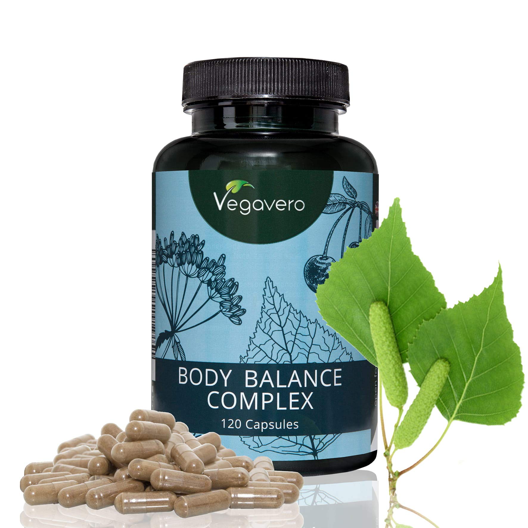 NEW: Body Balance Complex | Natural Diuretic, Digestive, Detox & Cleanse Blend | Prevent Water Retention & Eliminate Toxins | Birch Leaves, Nettle, Fennel Seeds, Chestnut Leaves & Wild Cherry Stems | 120 Capsules | VEGAN by Vegavero