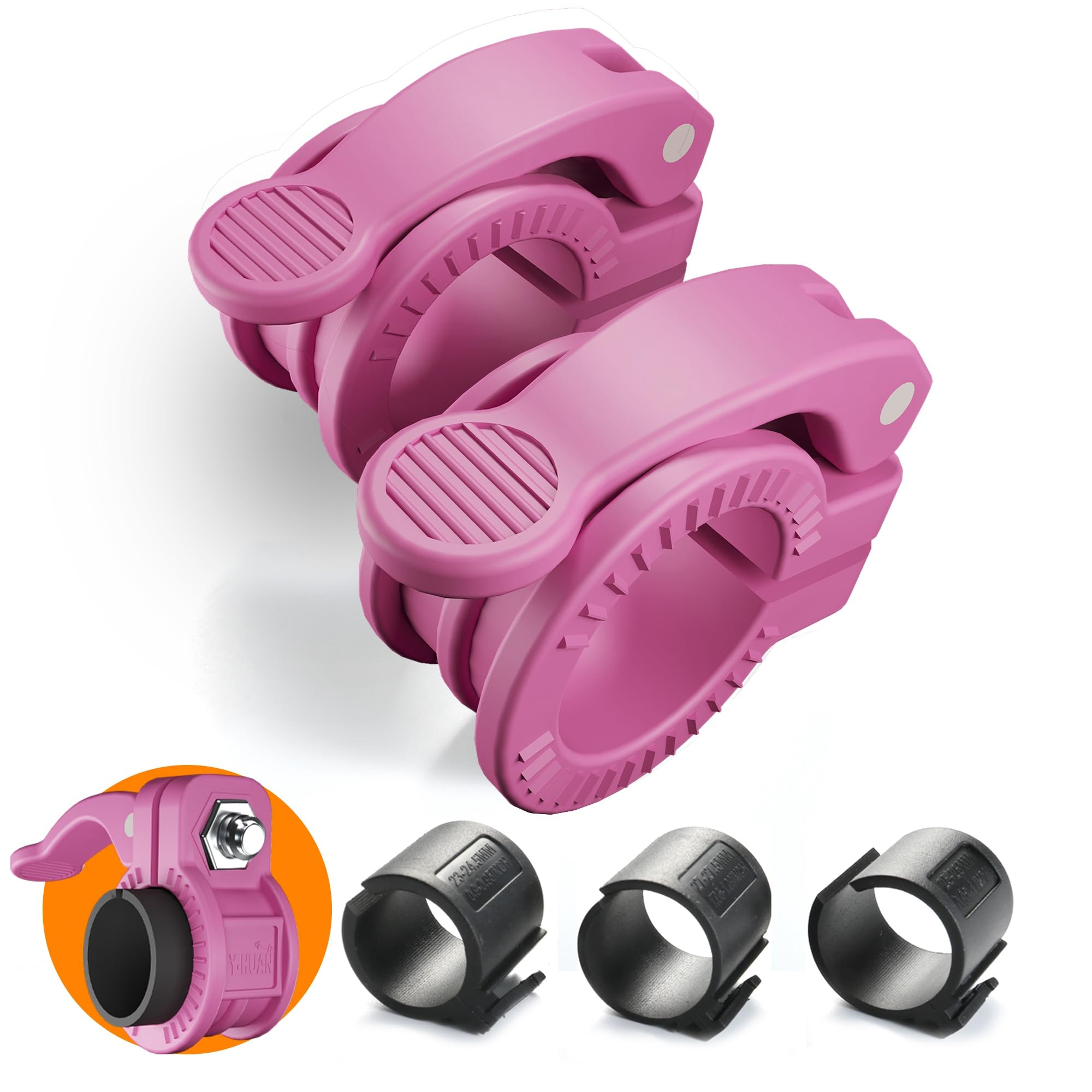 ZY-HUAN Mini Barbell Clips 1 inch I Multi-Size Adjustable Barbell Collar I 1 inch Barbell ClampsIQuick Release Weight Clips Pair of Locking for Dumbbell Bar (PINK)