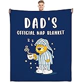 Poekuao Dad’s Official Nap Blanket - Funny Gift for Daddy, Cozy Flannel Throw Blanket for Father’s Day, Christmas, or Birthday, Soft Nap Blanket for Men 50x60''