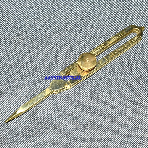 Solid Brass Divider Drafti Proportional Tool 6" Navigational Compass Caliper With Leather Cover