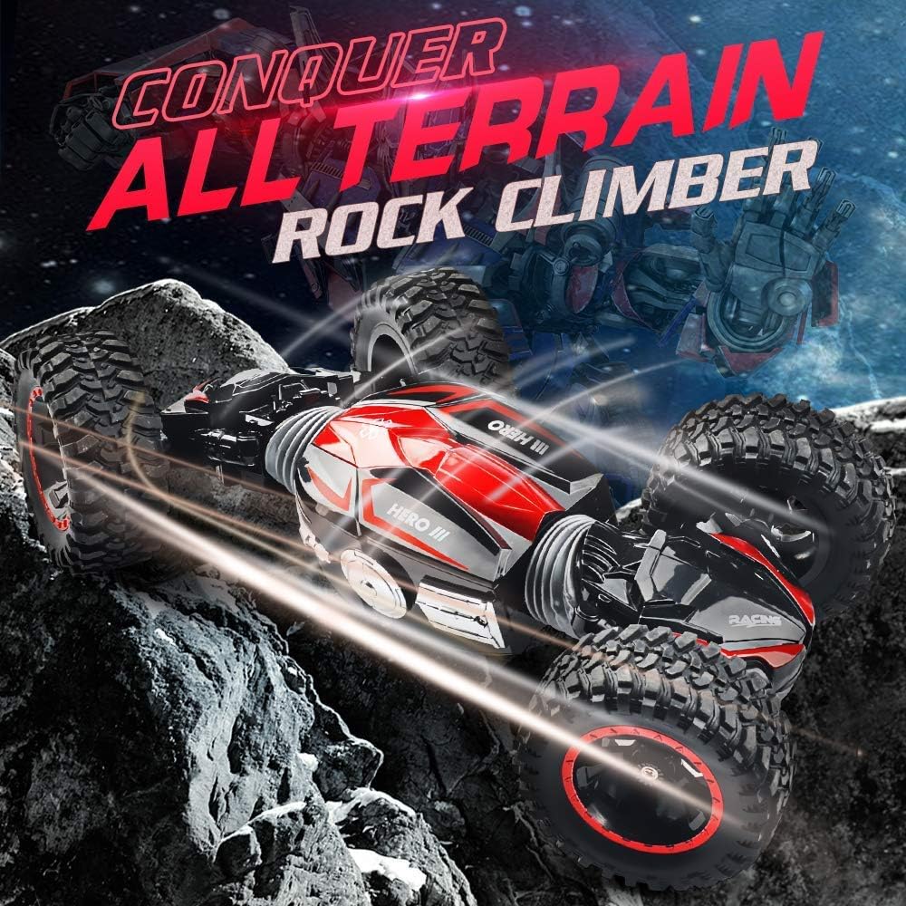 RC Car Off-Road Remote Control Car Monster Truck 4WD Dual Motors Electric Vehicles Rock Crawler 2.4Ghz RC Truck (Red): Toys & Games