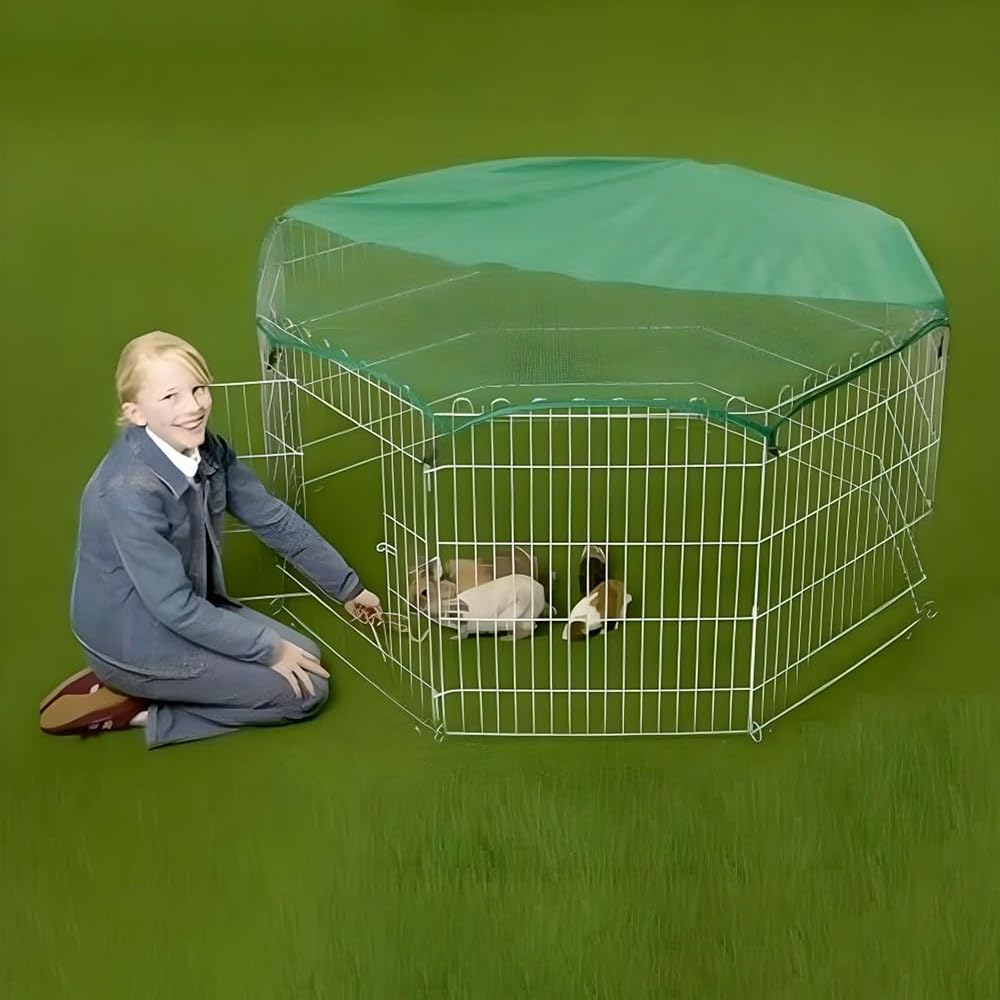 VivaPet Double Dragon Pet Playpen 55in Foldable Galvanized Metal Mesh Cover