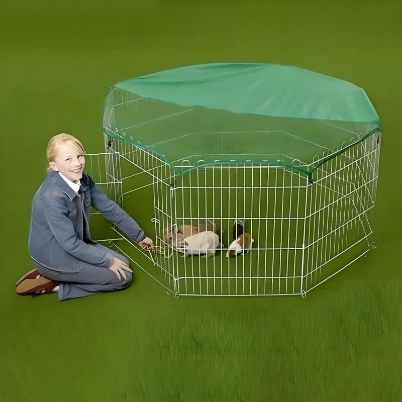 VivaPet Double Dragon Pet Playpen 55in Foldable Galvanized Metal Mesh Cover