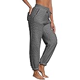 Famulily Womens Winter Sherpa Fleece Sweatpants Drawstring Waist Joggers Pants Thick Thermal Trousers with Pockets