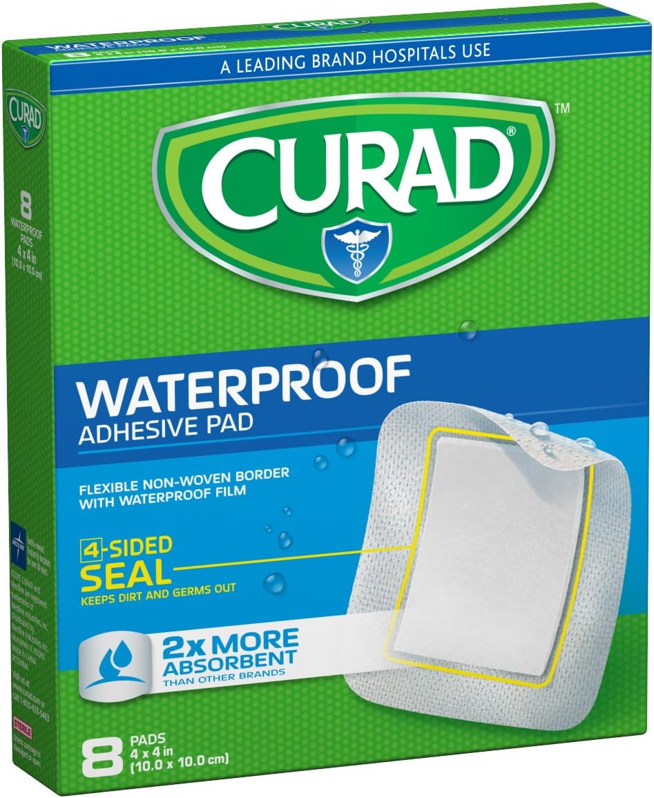 Curad Waterproof Adhesive Pads, Clear, 8 Count: Health & Personal Care