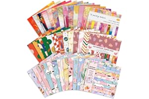 E-WEICHEN 72 Sheets Scrapbooking Paper Pad 6”x6” 160GSM Single Sided Decorative Paper Pack Journaling Supplies Patterned Cardstock for Craft Present Wrapping Vintage Fresh