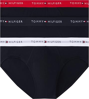 Calzoncillos Hip Briefs Pack de 3 Hombre con Logotipo en la Cintura, Multicolor (Des Sky/Primary Red/White), M
