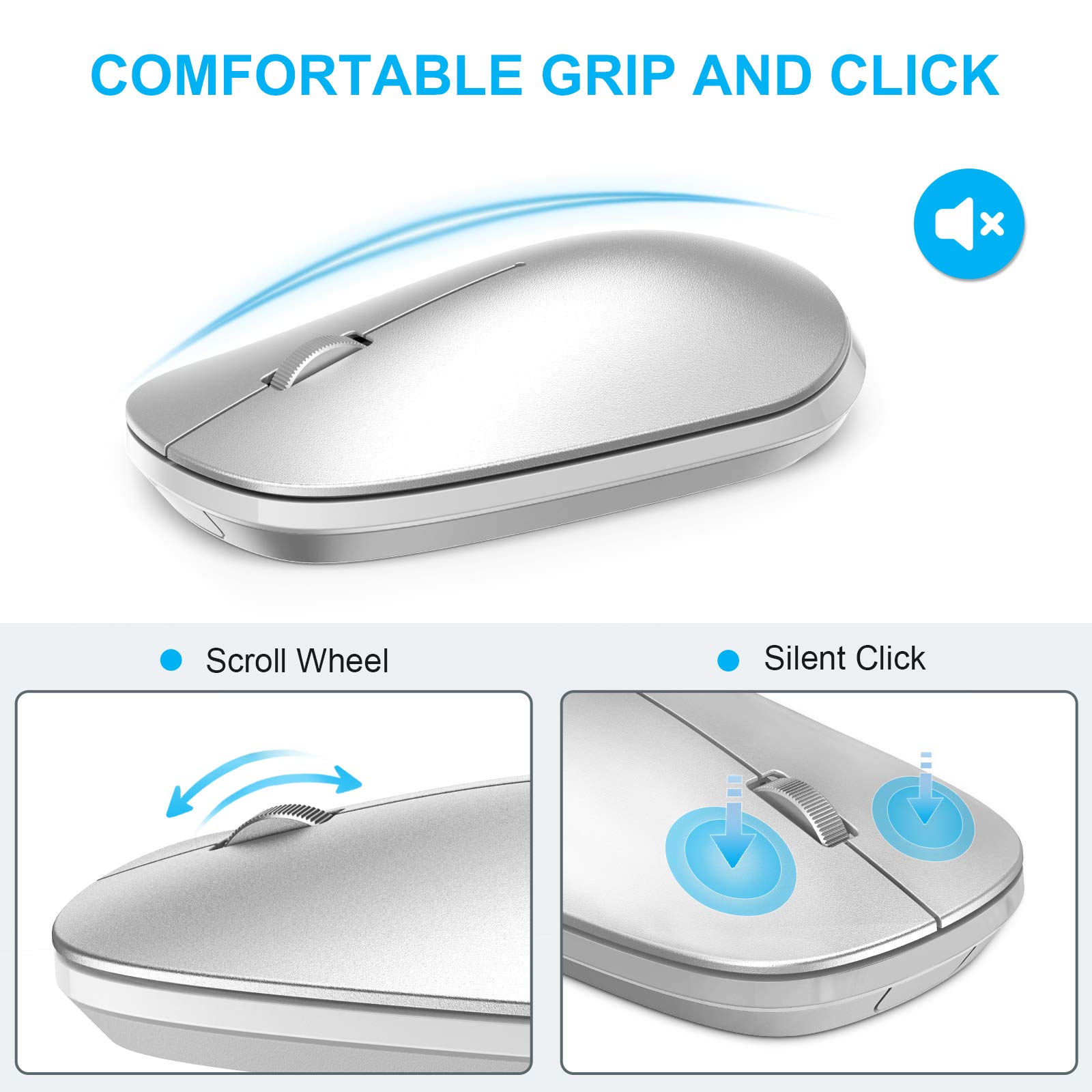 SPARIN Wireless Bluetooth Keyboard and Mouse for iPad (A16) 11th 10th Generation, iPad Air (13/11 inch), iPad Pro 13/12.9/11 inch, iPad 9th 8th Gen, iPad Mini 7th -8.3 inch, Above iOS13- Silver White