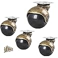 2 Inch Swivel Caster Wheels Set of 4, Antique Gold Ball Caster Wheels with 360 Degree Rotated,Furniture Ball Casters for Furn