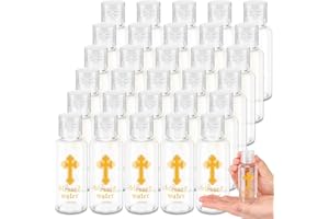 Chuangdi Holy Water Bottles Baptism Party Favor Transparent Holy Water Empty Containers with Golden Catholic Cross First Communion Gift for Guests Christian Thanksgiving Church(30 ml,30 Pcs)