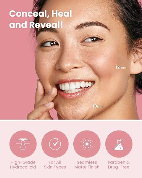 GLAM UP HYDROCOLLOID BLEMISH PIMPLE ZIT PATCHES – INVISIBLE ULTRA THIN SPOT COVER STICKERS FOR FACE AND SKIN, STRONG WATER-PROOF AND ADHESIVE OVERNIGHT, VEGAN-FRIENDLY (36 COUNT / 2 SIZES)