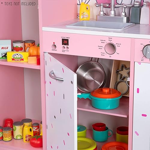 Lil' Jumbl Kids Kitchen Set, Pretend Wooden Play Kitchen, Battery