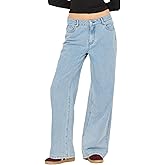 Forever 21 Womens Wide-Leg Jeans - Relaxed Fit Light Wash Denim Pants
