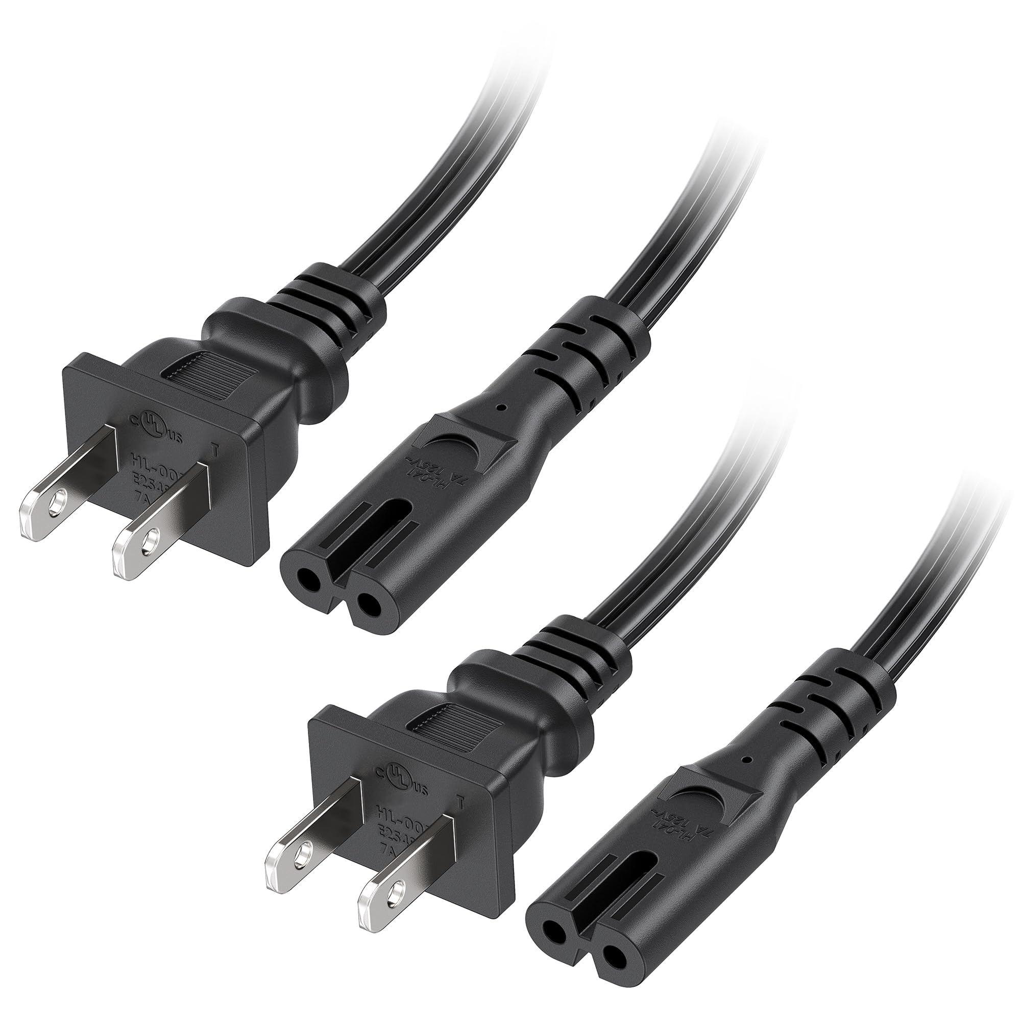 Photo 1 of [UL Listed] Cable Matters 2-Pack 2 Prong TV Power Cord - 10ft, AC Power Cord, Non Polarized (NEMA 1-15P to IEC C7), Compatible with Samsung LG Sony Insignia TCL Sharp Toshiba Hisense TV PS4 PS5