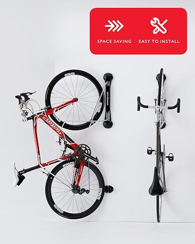 Steadyrack Classic Wall-Mounted Bike Rack – Fits 20-29″ Wheels, 77 Lbs Capacity, Pivoting Space-Saver