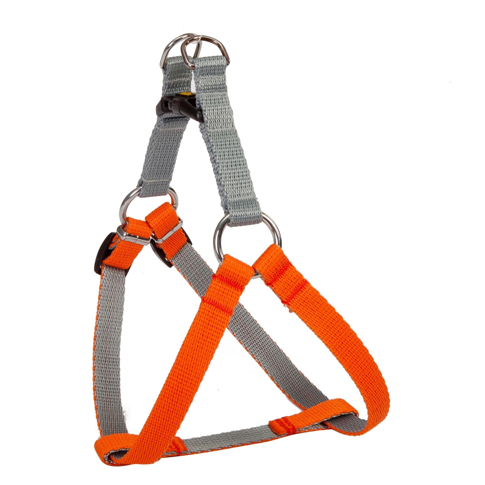 Dingo Dog Harness with Plastic Buckle Easy Wearing, Handmade of Material Orange, Silver Contrast 94668