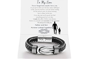 QWNHONEY Infinity Knot Leather Bracelets for Men Birthday Anniversary Christmas Gift Idea Mens Braided Cuff 7.8/8.5/9 Inches Bracelet Forever Linked Together Bracelet for Man Son Husband Boyfriend Brother Grandson