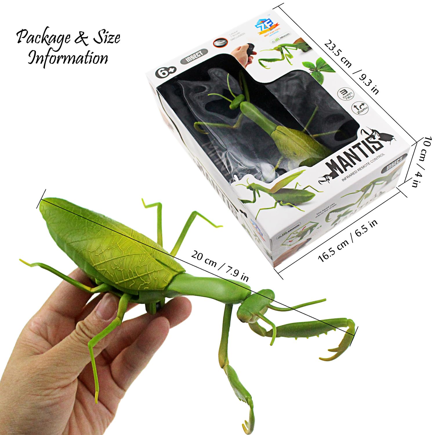 Tipmant RC Praying Mantis Toy IR Remote Control Animal Realistic Insect Car Vehicle Electric for Kids Birthday Gifts