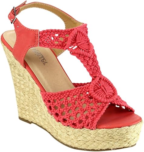 coral colored wedge sandals