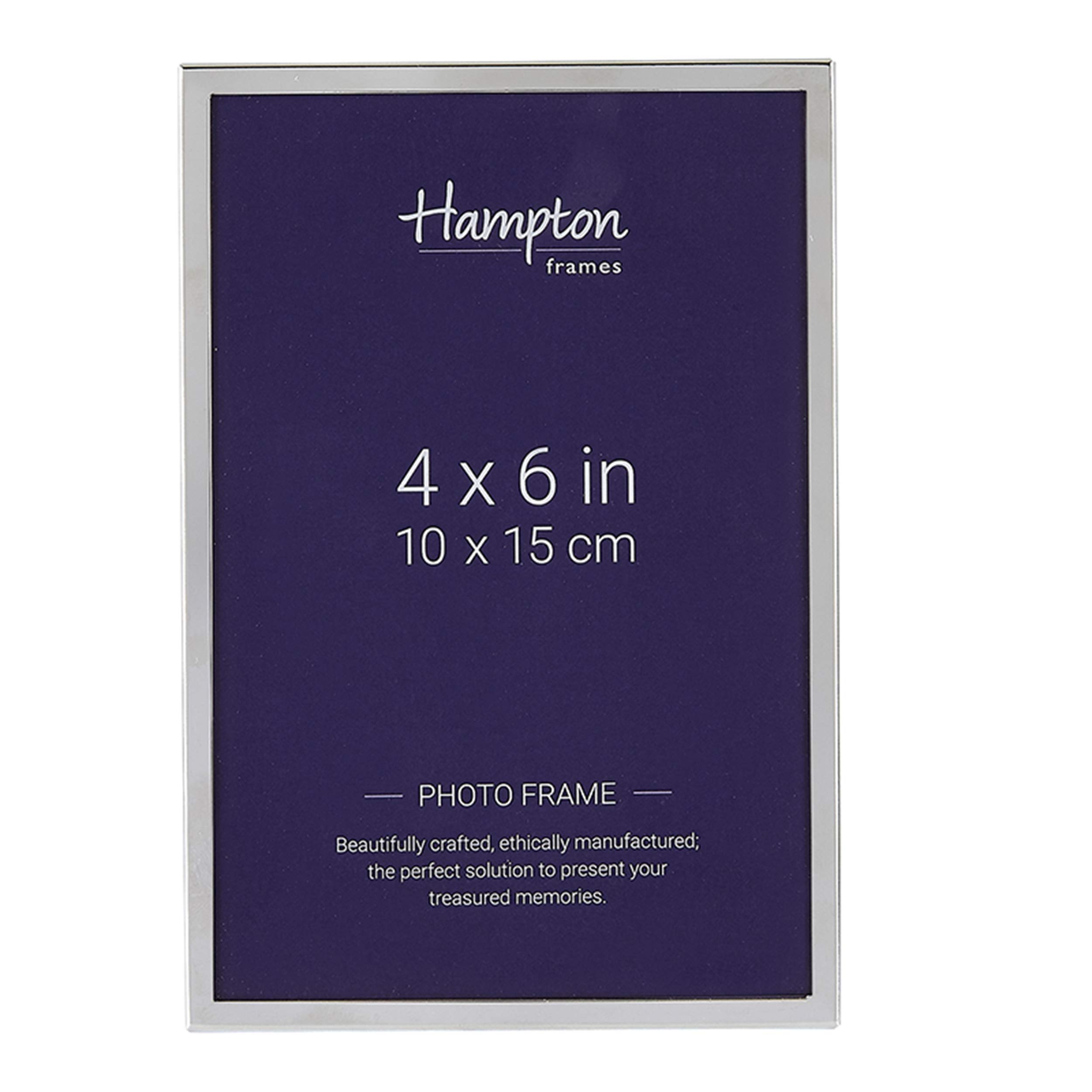 Hampton Frames, KNIGHTSBRIDGE Silver Picture Photo Frame, 4x6in (10x15cm), Glass Front, Elegant Metal Design | Display Photos, Home Décor